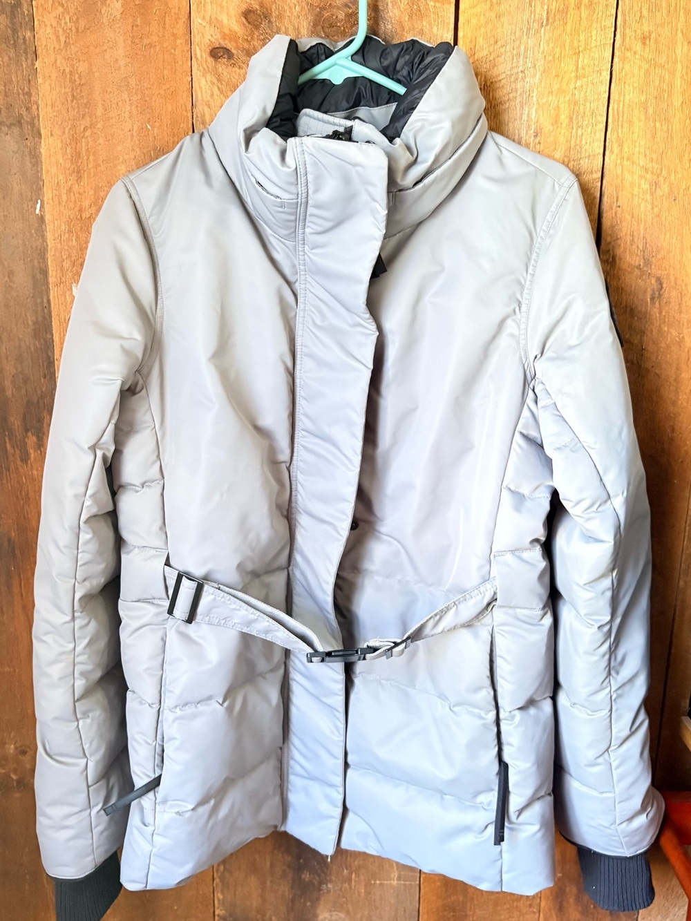 Womens Canada Goose McKenna Belted Puffer Jacket - Light Grey - Size M (NO HOOD)